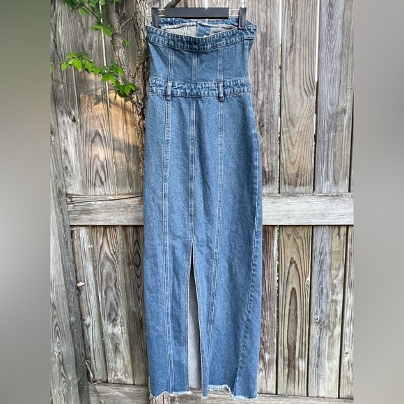 White Fox Blue Denim Overalls with Classic Style - Picture 3 of 4